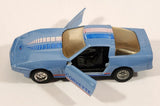 Yatming Road Tough Sports Rider No. 8306 Chevrolet Corvette Sky Blue Pull Back 1/42 Scale Die Cast Toy Car Vehicle with Opening Doors
