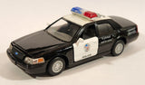Kinsmart Ford Crown Victoria Police Interceptor #388 Black and White Pull Back 1/42 Scale Die Cast Toy Car Vehicle with Opening Doors