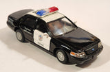 Kinsmart Ford Crown Victoria Police Interceptor #388 Black and White Pull Back 1/42 Scale Die Cast Toy Car Vehicle with Opening Doors