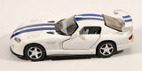 Kinsmart Dodge Viper GTSR White with Blue Stripes Pull Back 1/36 Scale Die Cast Toy Car Vehicle with Opening Doors
