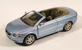 Rare Kinsmart KT5306 Volvo C70 Convertible Metallic Blue Grey Pull Back 1/36 Scale Die Cast Toy Car Vehicle with Opening Doors