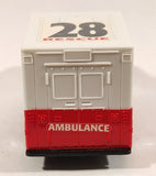 Ambulance #28 Rescue Red and White Plastic Push and Go Die Cast Toy Car Vehicle