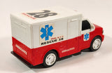 Ambulance #28 Rescue Red and White Plastic Push and Go Die Cast Toy Car Vehicle
