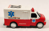 Ambulance #28 Rescue Red and White Plastic Push and Go Die Cast Toy Car Vehicle