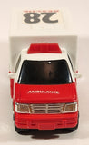 Ambulance #28 Rescue Red and White Plastic Push and Go Die Cast Toy Car Vehicle