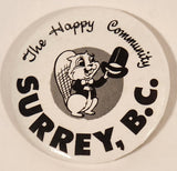 Surrey B.C. The Happy Community Squirrel in Suit with Top Hat 2 1/4" Round Button Pin