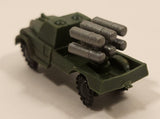 Vintage Army Rocket Launcher Truck Dark Green Miniature Plastic Toy Vehicle Made in Hong Kong