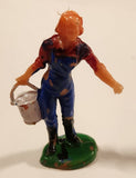 Vintage Britains Style Farmer's Wife Milk Maid with Bucket Pail 2 1/4" Plastic Toy Figure