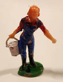 Vintage Britains Style Farmer's Wife Milk Maid with Bucket Pail 2 1/4" Plastic Toy Figure