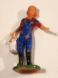 Vintage Britains Style Farmer's Wife Milk Maid with Bucket Pail 2 1/4" Plastic Toy Figure