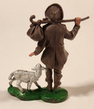 Vintage Shepherd with Lamb on Grass 3" PVC Toy Figure No. A544 Made in Hong Kong