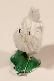 Vintage White Chicken Hen on Grass 1" Plastic Toy Figure