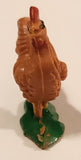 Vintage Rooster Chicken on Grass 1 1/4" Plastic Toy Figure