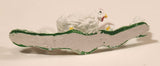 Vintage White Chicken Hen Walking with Baby Chicks on Grass 2 1/4" Plastic Toy Figure