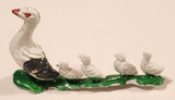 Vintage White Ducks Walking with Ducklings on Grass 2 1/4" Plastic Toy Figure