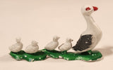 Vintage White Ducks Walking with Ducklings on Grass 2 1/4" Plastic Toy Figure