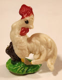 Vintage White Chicken Rooster 1 1/2" Plastic Toy Figure