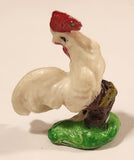 Vintage White Chicken Rooster 1 1/2" Plastic Toy Figure