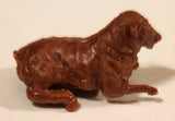 Vintage Brown Cow Laying 1 1/2" Plastic Toy Figure