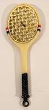 Vintage Luca Razza Tennis Racket with Ball Attached Miniature 4 3/4" Plastic Toy Pendant Made in Hong Kong