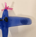 Rare Vintage Stuka Airplane Blue with Pink Propeller 2 3/4" Plastic Toy Aircraft