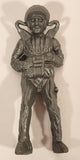 Vintage Silver Grey Paratrooper Parachutist 3" Plastic Toy Figure Made in Hong Kong