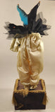 Vintage Sankyo Music Automata Doll Madame Verte 17" Wind Up Music Box Animated Porcelain Jester Harlequin Clown On Base