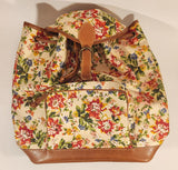 Sac Original Red Blue Yellow Flower Print Brown Leather Based Hand Bag