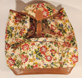 Sac Original Red Blue Yellow Flower Print Brown Leather Based Hand Bag