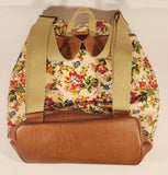 Sac Original Red Blue Yellow Flower Print Brown Leather Based Hand Bag