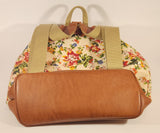 Sac Original Red Blue Yellow Flower Print Brown Leather Based Hand Bag