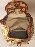 Sac Original Red Blue Yellow Flower Print Brown Leather Based Hand Bag