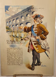 Vintage 1959 Canadian Pacific Empress of England Passenger Ship Louis Joseph The Roman Aqueduct Pont du Guard, Nimes 6 3/4" x 9 5/8" Dinner Menu