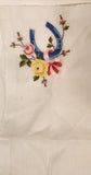 Vintage 1950s Blue Horse Shoes with Yellow and Pink Flowers White Thin Cloth Handkerchief