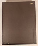 Vintage Ornate Design Dark Brown Wood Paper Memo Holder Tray With Weighted Leather Security Cover