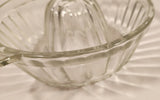 Vintage Lemon Hand Juicer Reamer Wide Ribbed Depression Glass Bowl with Handle and Pour Spout