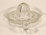 Vintage Lemon Hand Juicer Reamer Ribbed Depression Glass Bowl with Handle and Pour Spout
