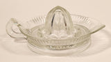 Vintage 1940s Lemon Hand Juicer Reamer Ringed Depression Glass Bowl with Handle and Pour Spout