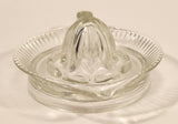 Vintage Lemon Hand Juicer Reamer Ribbed Depression Glass Bowl with Handle and Pour Spout