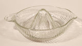 Vintage Lemon Hand Juicer Reamer Thin Ribbed Depression Glass Bowl with Handle and Pour Spout