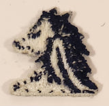 Horse Head Dark Purple and White Miniature 3/4" x 3/4" Embroidered Fabric Patch Badge