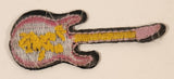Pink and Yellow Guitar 1" x 2 3/4" Embroidered Fabric Patch Badge