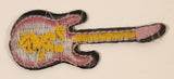 Pink and Yellow Guitar 1" x 2 3/4" Embroidered Fabric Patch Badge