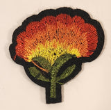 Red Orange Yellow Flower 1 1/2" x 1 1/2" Embroidered Fabric Patch Badge