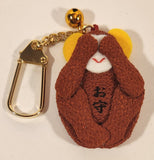 See No Evil Monkey with Bell Fabric Clip On Keychain