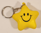 Squishy Squeeze Stress Ball Yellow Star with Smiley Face Keychain Key Ring