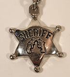Sheriff Star Badge Crosses Revolver Guns Metal Keychain Key Ring