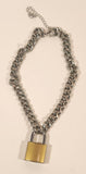 Silver tone Heavy Thick Chain with Padlock 13" Necklace