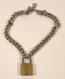 Silver tone Heavy Thick Chain with Padlock 13" Necklace