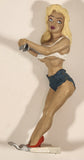 R. Demars Ganz Bottoms Up Busty Blonde Woman Vinyl Beer Can Holder